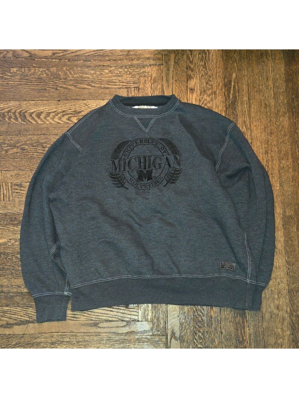 Vintage Michigan Wolverines Embroidered Sweatshirt Men's Large Logo 7 Y2K